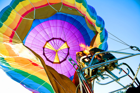 Hot air balloon launchの写真素材