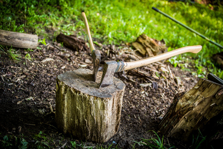 Large Axe for chopping woodの写真素材