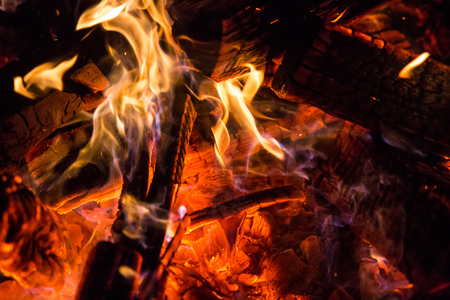 Burning Fire wood coal hotの写真素材