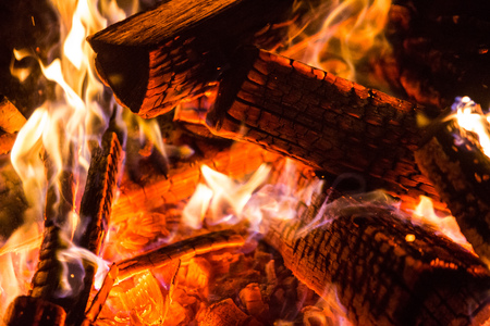 Burning Fire wood coal hotの写真素材