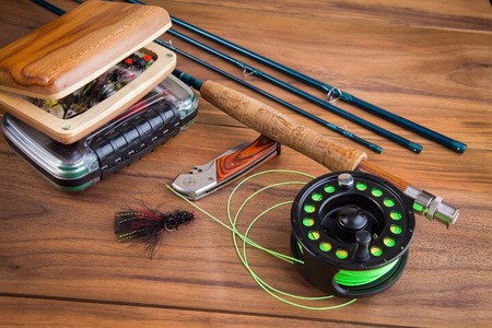 Fly fishing instruments and accessoriesの写真素材