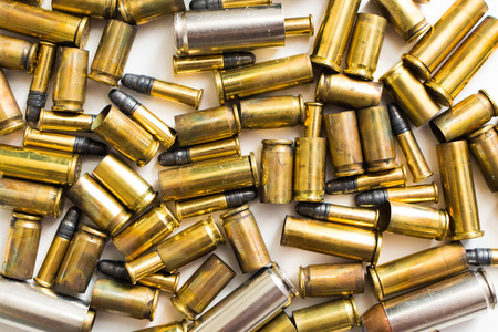 Bullet shells on a white background full metal jacketの写真素材