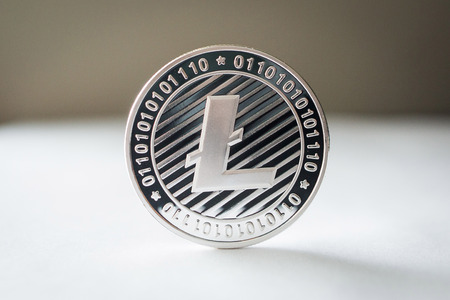 Litecoin coin close up isolated coin single