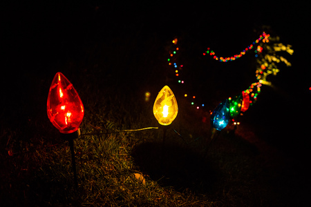 Outside color electric lamps ground decorations brightの写真素材