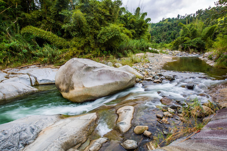 Ancient carved figures Piedra Escrita in Jayuya Puerto Ricoの写真素材