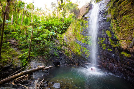 Juan Diego Falls at el Yunque rainforest Puerto Rico at day