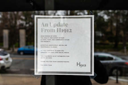 Princeton, NJ / USA - 4/3/2020: Closed signs in Princeton town during Coronavirus quarantine at day