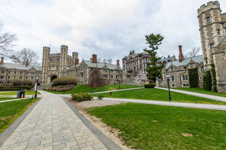 Princeton, NJ / USA - 4/3/2020: Empty campus of Princeton University during Coronavirus quarantineのeditorial素材