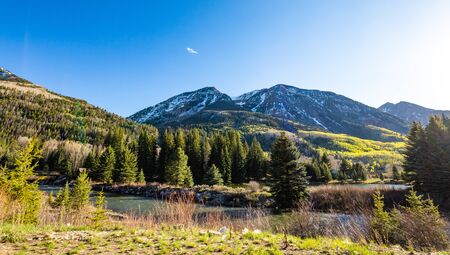 Beautiful scenic view of Colorado mountains national parks in summerの写真素材