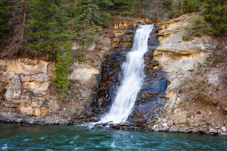 Beautiful scenic view of Colorado waterfall at national park in summer