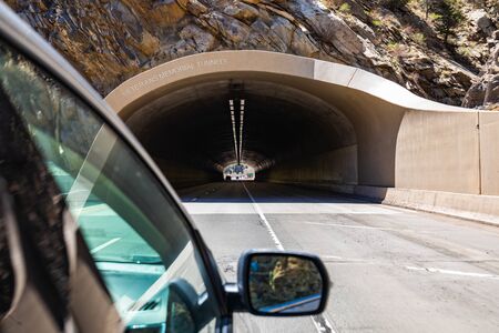 Veterans Memorial Tunnels on Colorado highway at day summerの写真素材