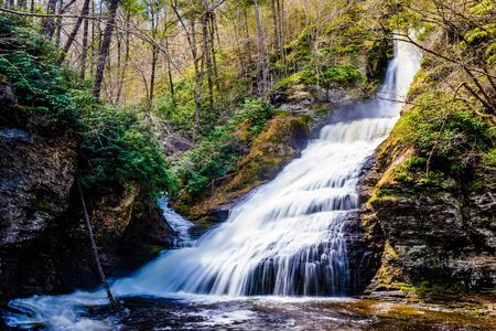 Scenic Dingmans Falls in Delaware Township tourist destination placeの写真素材