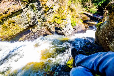 Scenic Dingmans Falls in Delaware Township tourist destination placeの写真素材
