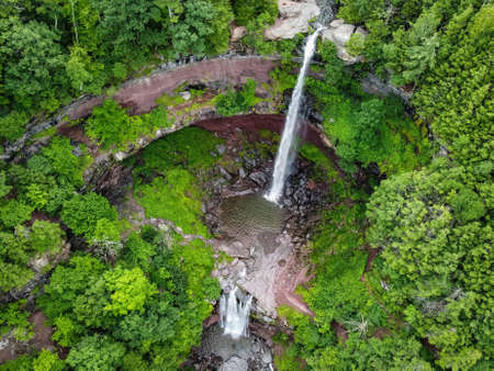 Kaaterskill Falls cascade aerial view in summer scenic destination national parkの写真素材