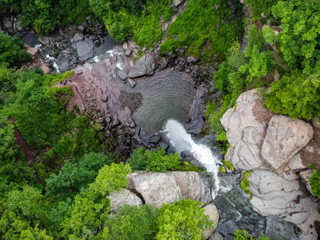 Kaaterskill Falls cascade aerial view in summer scenic destination national park