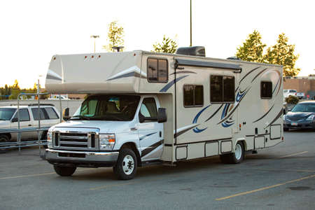 Large RV truck on a journey perfect family transportationの写真素材