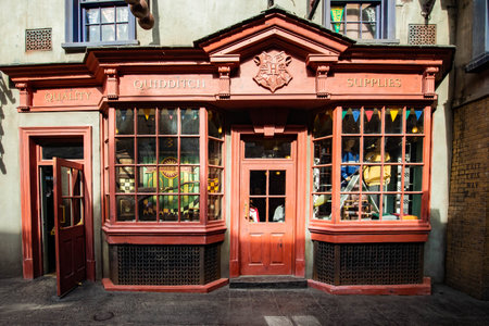 Orlando, USA - Feb. 12, 2021: Quiddich supplies store in Harry Potter Park Orlandoのeditorial素材