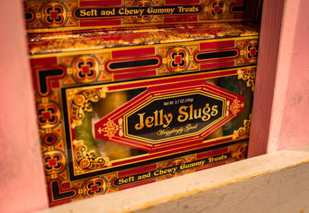 Orlando, USA - Feb. 12, 2021: Jelly Slugs in Harry Potter park in Universal Studios Orlando