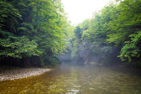 Scenic views of Martvili Canyon in Georgia perfect for boat cayaking tours in summerの写真素材
