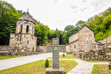 Mtsvane Monastery and bell tower near Batumi Georgia pilgrimage destination nobody at day