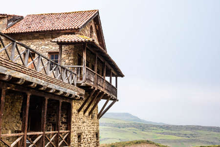 David Gareja Lavra monastery vintage balcony view in Georgiaの写真素材
