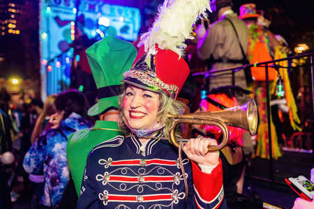 New York, NY - October 31, 2021: Beautiful colorful costume at NYC Village Halloween parade