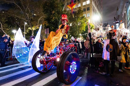 New York, NY - October 31, 2021: Beautiful and scary costumes dresses at NYC Village Halloween...