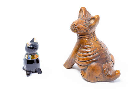 Traditional mexican handcrafted cat and dog statues isolatedの写真素材