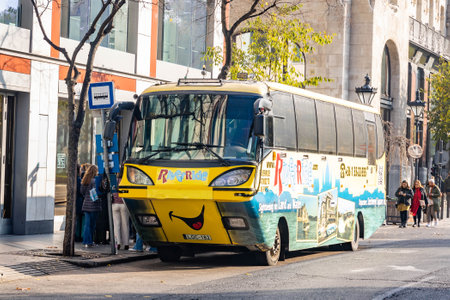 Budapest, Hungary - December 21, 2022: Floating bus offers tours on the streets of Budapest Danube riverのeditorial素材