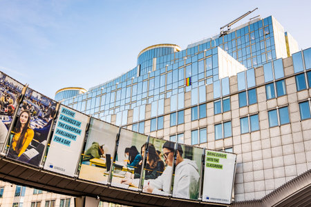 Brussels, Belgium - November 10, 2022: Building of European Union parliament exteriorのeditorial素材