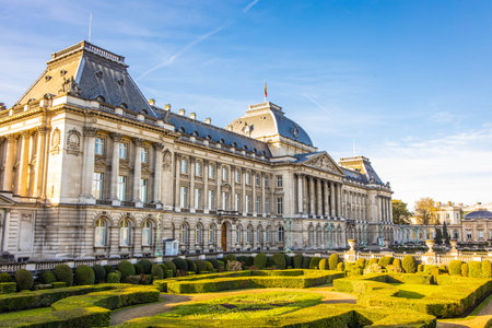Royal Palace of Brussels front view at sunny summer dayのeditorial素材