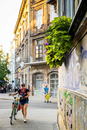 Krakow, Poland - 09-06-2023: People on streets of Krakow downtown city center in summerのeditorial素材
