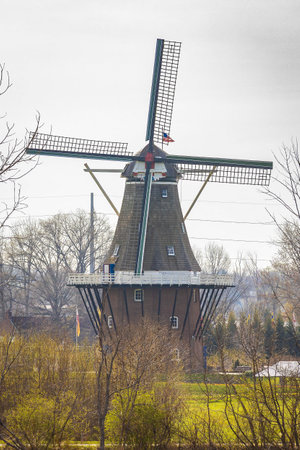 Photo of authentic full size Dutch windmill at Windmill Island Gardens in Holland Michigan...