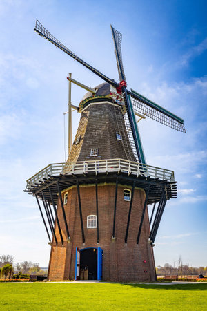 Photo of authentic full size Dutch windmill at Windmill Island Gardens in Holland Michigan...