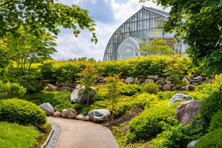 Scenic Exterior View of Como Park Conservatory Buildingの写真素材