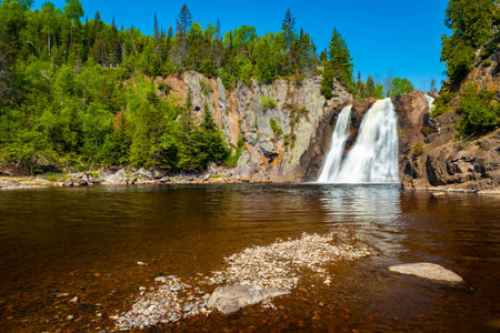 A scenic view of High Falls in Tettegouche State Parkの写真素材