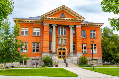 Jeannette Rankin Hall is a historic, neoclassical building on the University of Montana campus, named for the first woman elected to Congressの写真素材