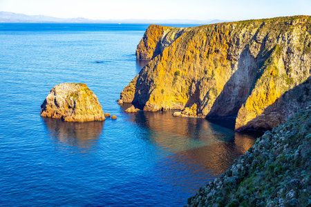 Scenic coastal overlook from Cavern Point showcasing cliffs and Pacific Ocean views on Santa Cruz...