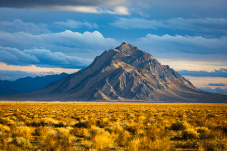 Mountain ranges glow at sunset near Death Valley National Park in California
