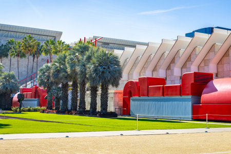 Los Angeles, CA, USA - December 01, 2025: Modern architectural facade of the Los Angeles County...