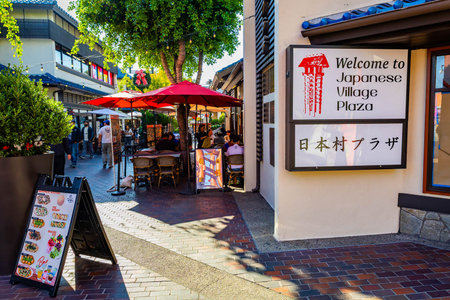 Los Angeles, CA, USA - December 03, 2025: Historic Japanese Village Plaza landmark in Little Tokyo on summer dayのeditorial素材