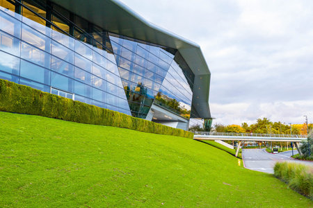 Santa Clara, CA, USA - November 20, 2025: Front view of Nvidia headquarters office building in Santa Clara California showing modern glass architecture and technology campus exteriorのeditorial素材