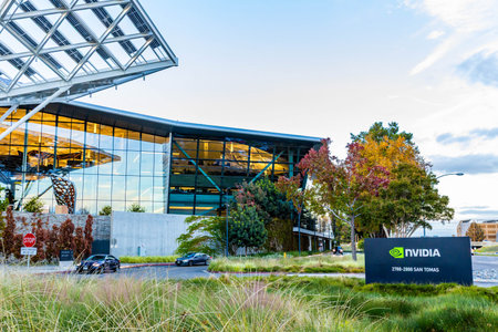 Santa Clara, CA, USA - November 20, 2025: Nvidia headquarters office building in Santa Clara...
