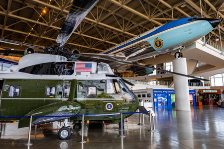 Simi Valley, CA, USA - November 29, 2025: Original Air Force One aircraft is displayed at the Ronald...