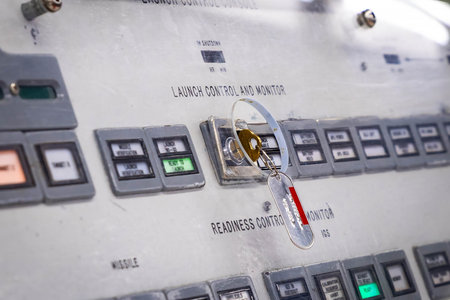 Green Valley, AZ, USA - February 11, 2026: Underground launch control command center shows consoles and equipment at Titan Missile Museum near Tucson Arizona