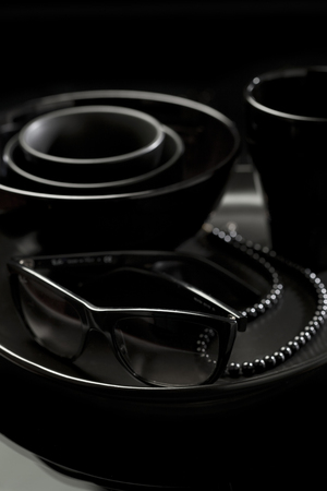 All black objects on black backgroundの写真素材