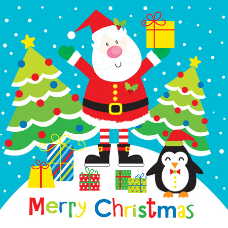 Santa and Penguinのイラスト素材