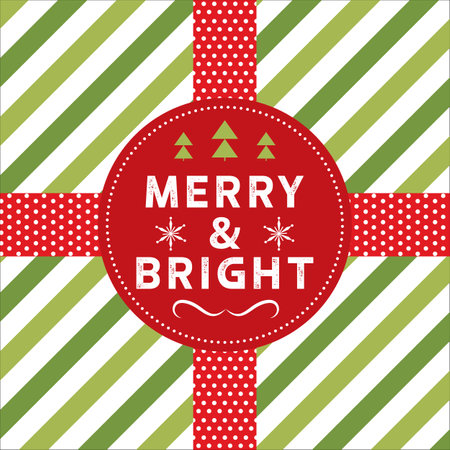 merry and bright christmas greeting cardのイラスト素材
