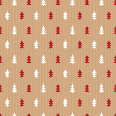 red and white christmas tree seamless pattern designのイラスト素材