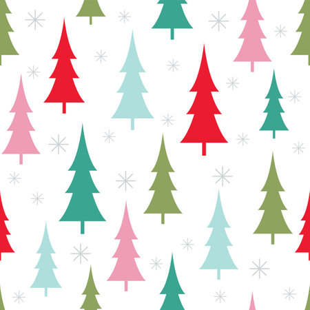 colorful seamless pattern with christmas tree designのイラスト素材
